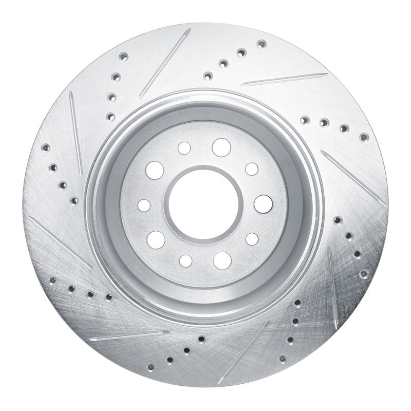 Maserati Ghibli Brake Rotor (1) - Rear Right - R1 Concepts - Drilled & Slotted - Silver - `14-`16